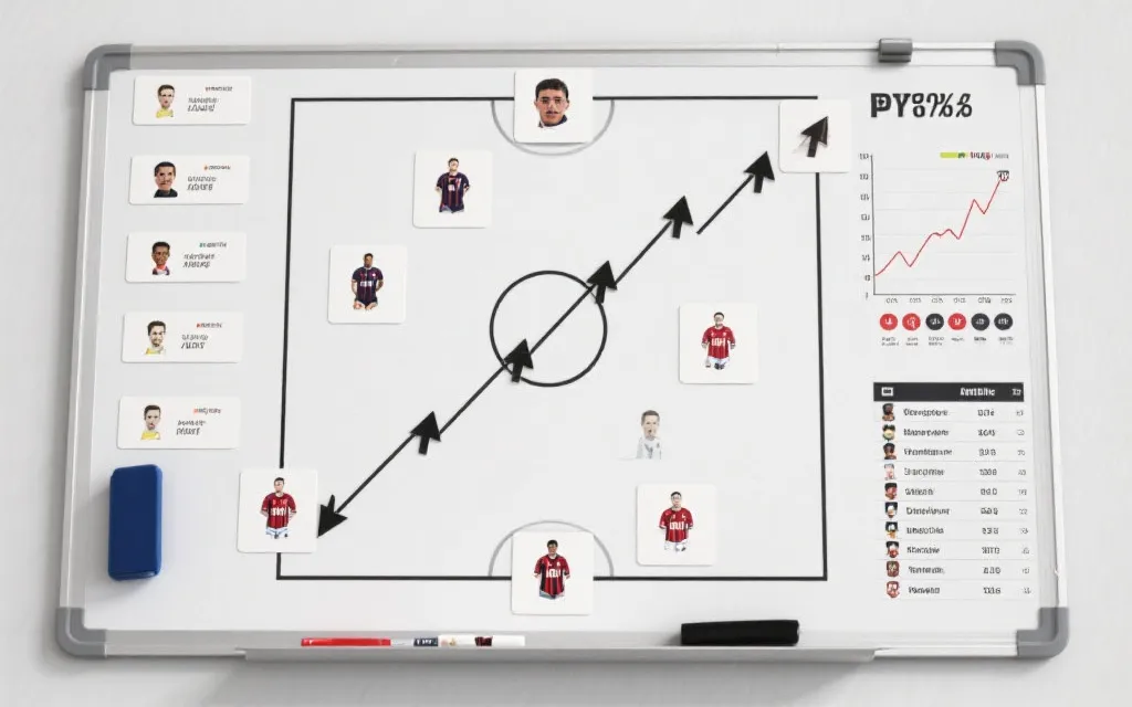 战术板与球员位置卡片，旁边是赔率曲线与赛程图，呈现交叉验证的分析流程